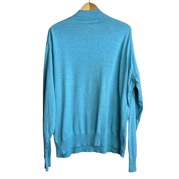 Peter Millar Crown Soft Sweater Men's XXL Blue Quarter Zip Cotton Silk Adult - Picture 2 of 5